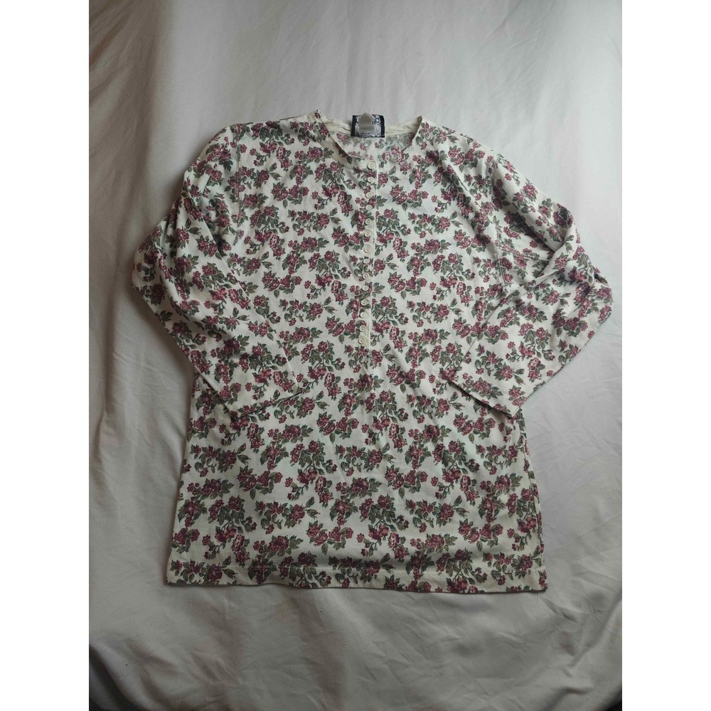 Incognito Vintage Floral Henley Top Long Sleeve Size Small
